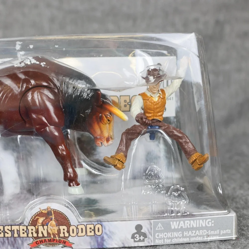 New-Ray Western Rodeo Champion Cowboy Bendy Bully Bull Action Figure Set B/O Toy